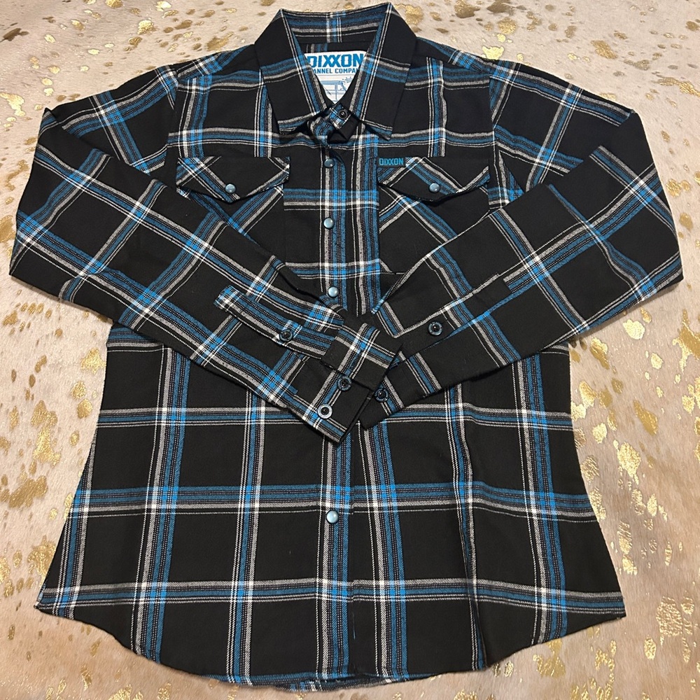 DIXXON Black and Blue Plaid Flannel